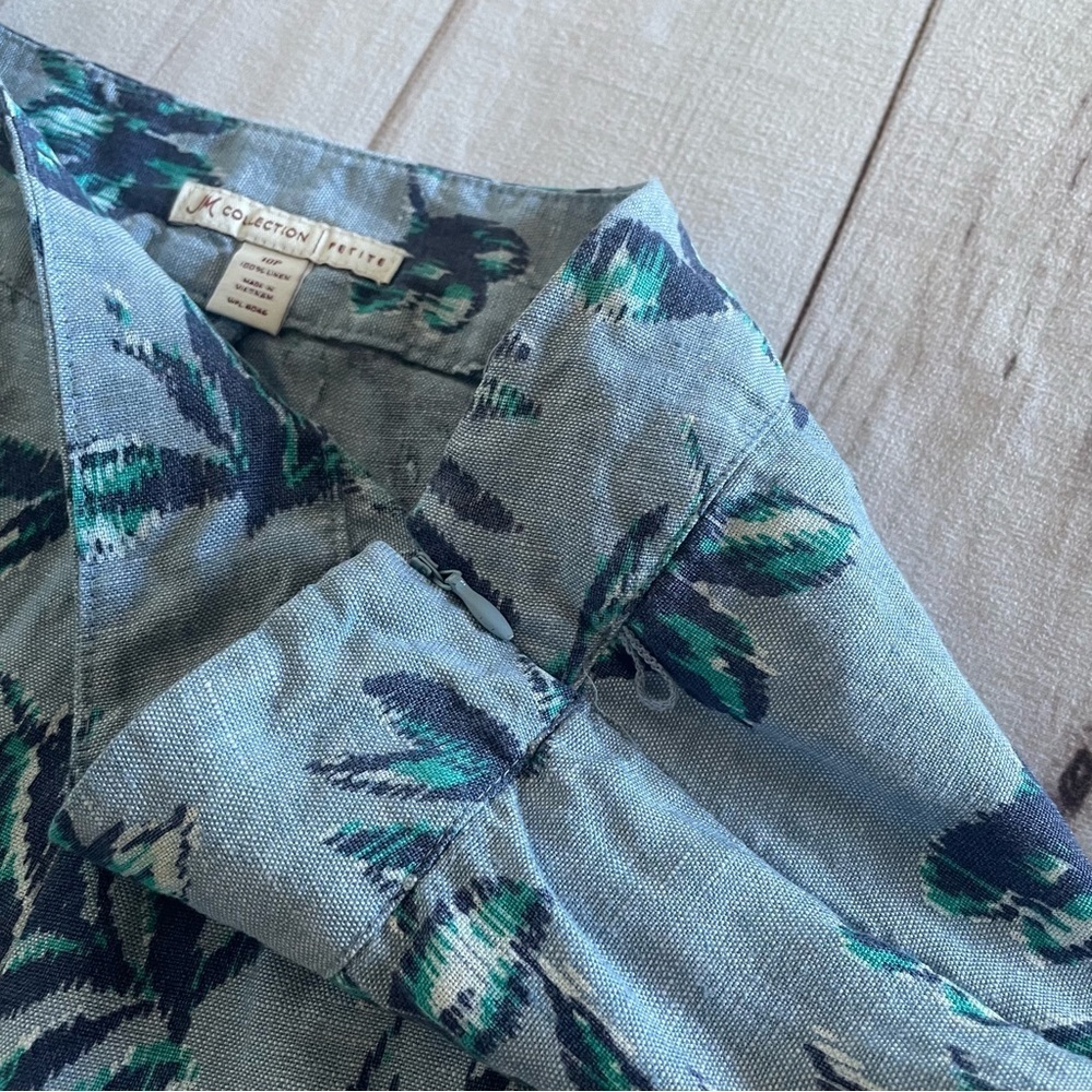 JM Collection Pleated Linen Skirt Women’s 10 Petite Floral Flowy Coastal Cottage - Picture 5 of 10